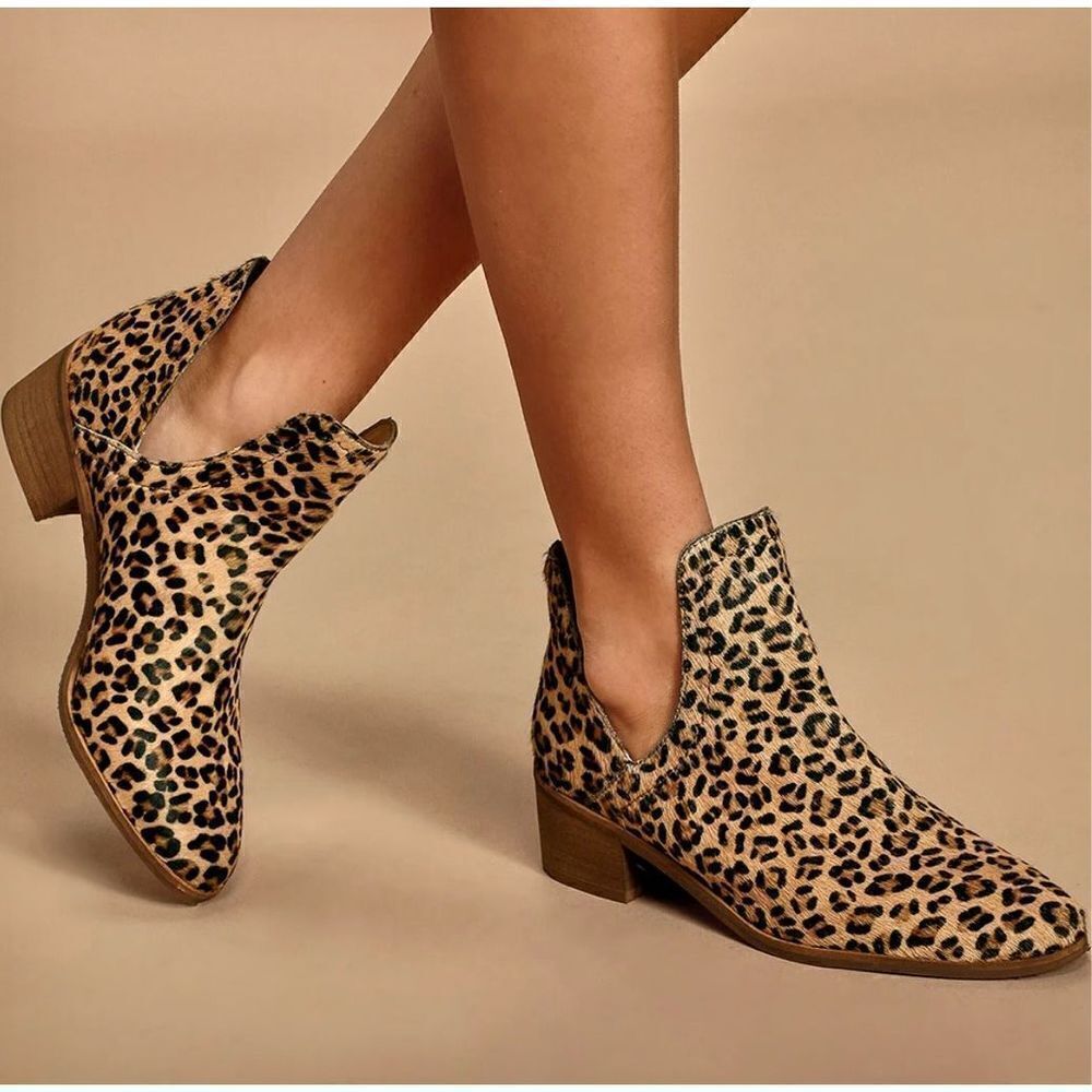 Coconuts by Matisse Leopard Calf Hair Ankle Booties size 7.5